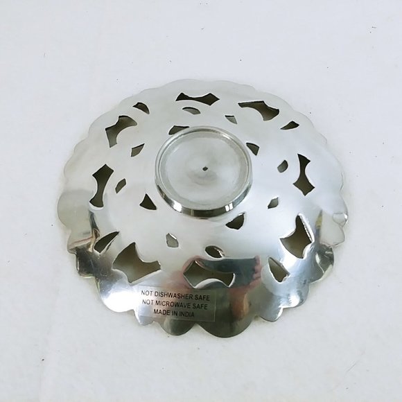 Candle Holder Cast Aluminum Open Weave Scroll Design Made In India Set of 2 - Picture 2 of 5
